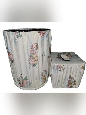Noahs Ark Fabric Wastebasket And Matching Tissue Box Vintage Nursery Homemade